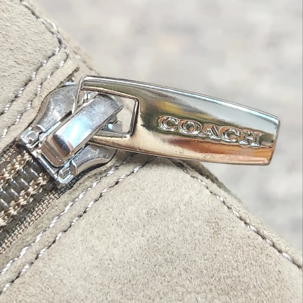 Coach Ursala Knee High Heeled Suede/ Leather Boot Light Beige/Taupe 7 - Picture 7 of 10